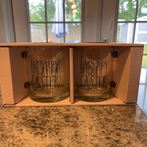 New Set of Two 18oz Glass Mugs “Hoppy Easter” - Rae Dunn